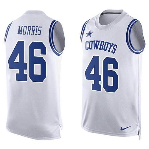  Cowboys #46 Alfred Morris White Men's Stitched NFL Limited Tank Top Jersey
